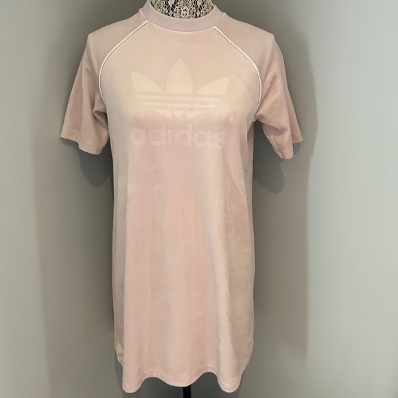 ADIDAS ORIGINALS Women's Velvet Tee Dress in Ice Purple│Size Small - Picture 6 of 17
